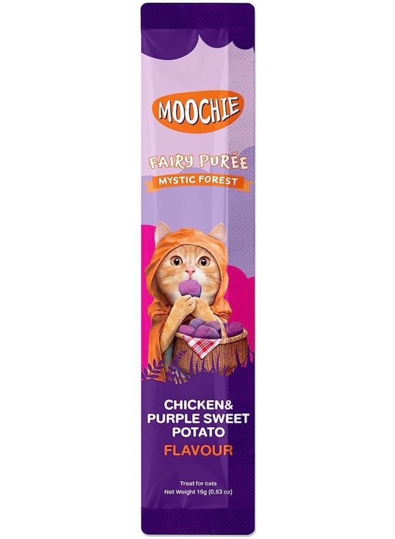 Moochie مكافاة قطط رطبة بنكهة الدجاج و البطاطس الحلوة لقطط الصغيرة و البالغة, مكون من 5 أكياس بوزن 15 جرام, مع أوميجا 3 - Image 2
