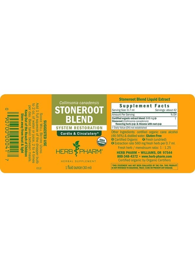 HERB PHARM Certified Organic Stoneroot Blend Liquid Extract for Cardiovascular and Circulatory Support, 1 Oz  - Image 2