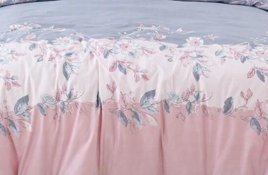DECOR2ADMIRE مجموعة ملاءات سرير قطنية مطبوعة بحجم كوين من DECOR2ADMIRE بــ 300 خيط مع غطاءين وسادة للمنزل - (زهري مزهر، 90" x 100" مسطح) - Image 4