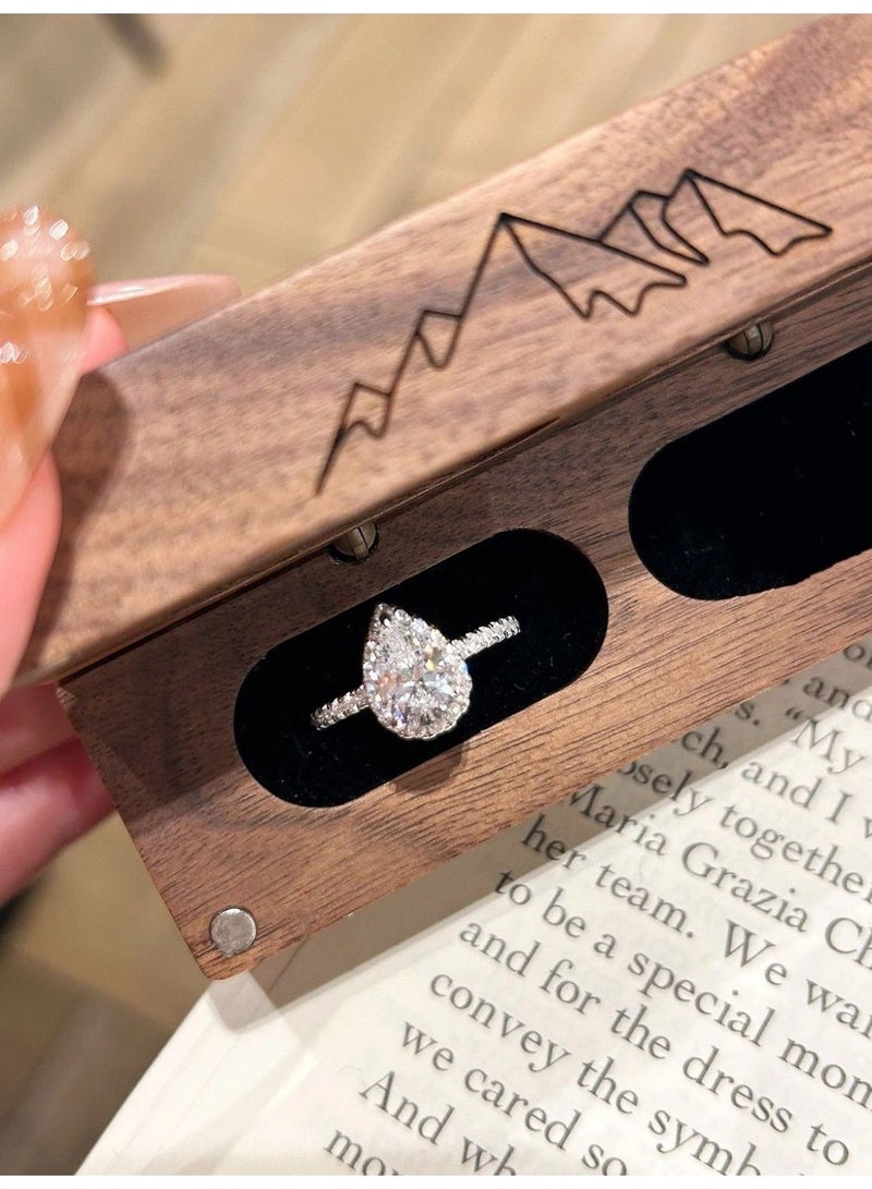 Sellcy "Sellcy 925 Sterling Silver Pear-Shaped Solitaire Ring with Gift Box Set Description" - Image 2