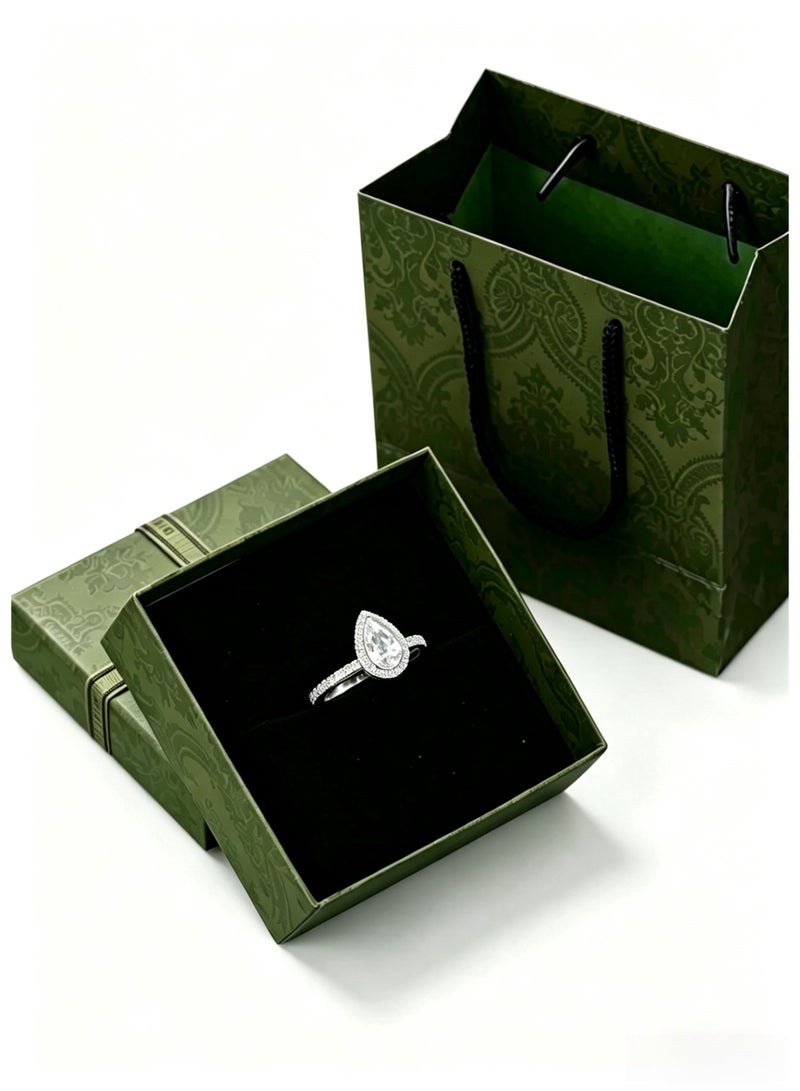 Sellcy "Sellcy 925 Sterling Silver Pear-Shaped Solitaire Ring with Gift Box Set Description" - Image 1