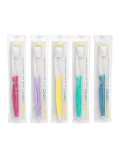 Extra Soft Toothbrushes (Compact Size Head) Periodontist Design Tapered Bristles For Sensitive Teeth And Receding Gums, Individually Wrapped Plaque Remover Toothbrush (5 Pack, Colors May Vary)