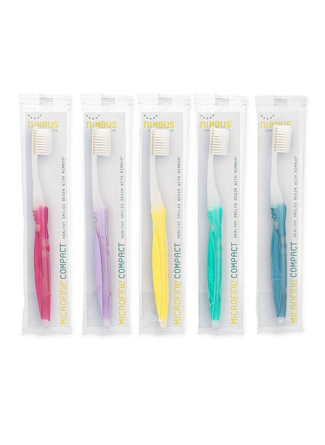 Nimbus - Extra Soft Toothbrushes (Compact Size Head) Periodontist Design Tapered Bristles For Sensitive Teeth And Receding Gums, Individually Wrapped Plaque Remover Toothbrush (5 Pack, Colors May Vary) - Image 1