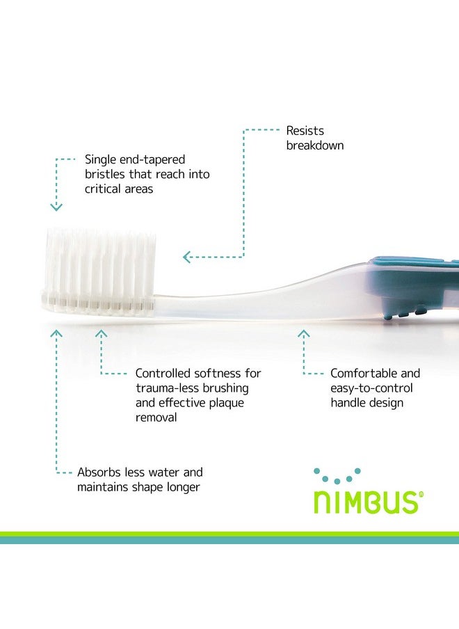 Nimbus - Extra Soft Toothbrushes (Compact Size Head) Periodontist Design Tapered Bristles For Sensitive Teeth And Receding Gums, Individually Wrapped Plaque Remover Toothbrush (5 Pack, Colors May Vary) - Image 1