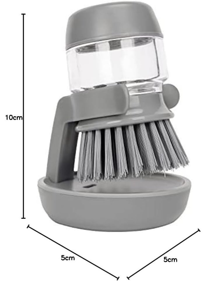 قطعتين من فرشاة تنظيف يدوية لتوزيع الصابون مع صينية تجميع التنقيط، فرشاة غسيل للأطباق والأواني والمقالي وتنظيف الأحواض، فرش تنظيف منزلية سهلة الإمساك، مجموعة حامل تخزين لفرشاة تنظيف المطبخ - Image 3