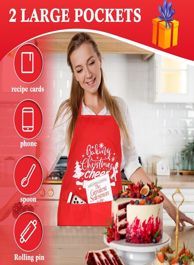 Toulite 12 Pcs Christmas Apron Bulk Adjustable Red Christmas Apron with 2 Pocket Baking Xmas Cheer Chef Aprons Unisex BBQ Bib for Men Women Cooking Kitchen(Polyester,Cheer Style) - Image 3