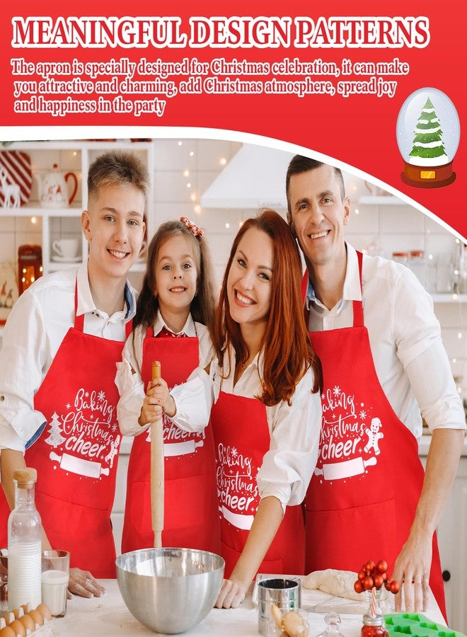 Toulite 12 Pcs Christmas Apron Bulk Adjustable Red Christmas Apron with 2 Pocket Baking Xmas Cheer Chef Aprons Unisex BBQ Bib for Men Women Cooking Kitchen(Polyester,Cheer Style) - Image 4