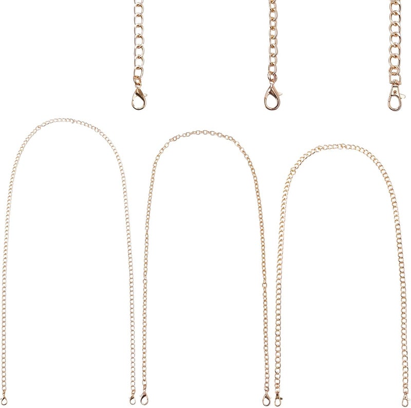 comfrt 3 Sizes Metal Bag Chain Strap, Replacement Flat Purse Chain Strap Shoulder Bag Chain Straps Cross Body Replacement Chain Clutch Bag Chain with Metal Buckles(49.6/50/50.4inches), Gold - Image 1