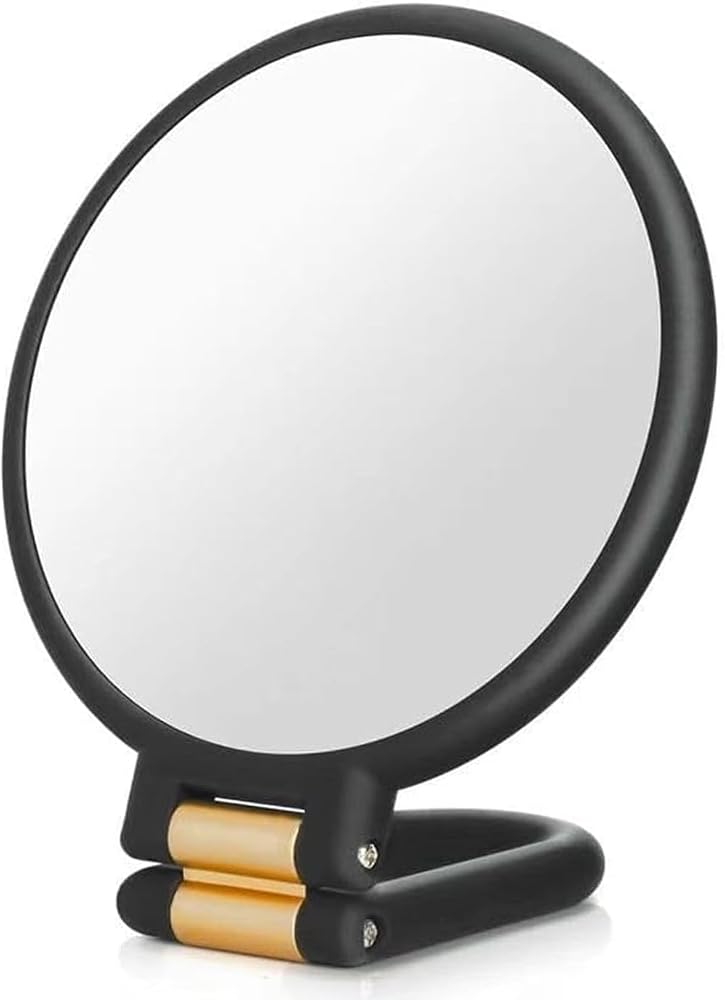 Tazweeq 40x Magnifying Mirror, Travel Hand Mirrors with Handle - Double Side Mirror, with 1X 40X Magnification & Adjustable Handle/Stand, Hand Held Foldable Travel Mirror for Makeup (Black Gold) - Image 1