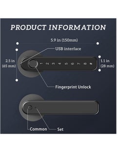 KASTWAVE Fingerprint Door Lock keyless Entry Door Lock with USB Charging and keypad biometric Door Lock Smart Door Handle Lock Suitable for bedrooms Offices and Other Private Spaces  - Image 2