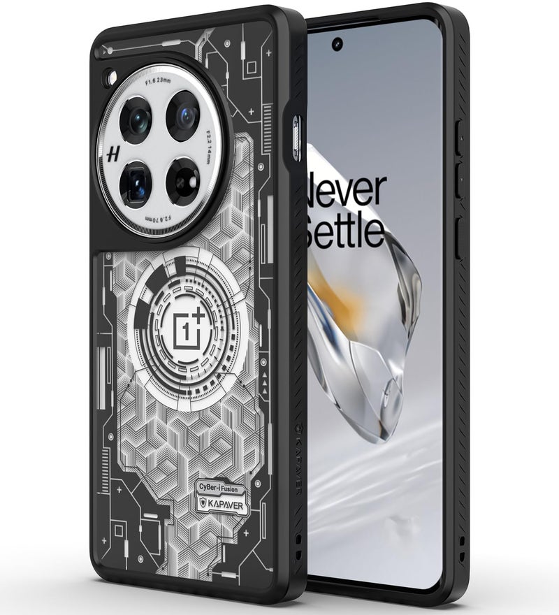 KAPAVER Impulse Back Cover Case Compatible with OnePlus 12 5G (PC+TPU) (Cyber-i), Black - Image 1