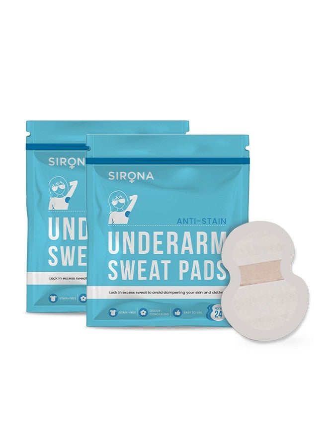 Sirona Disposable Underarm Sweat Pads For Men And Women - 24 Pads (Pack Of 2) | Peel-Off | Prevents Stains, Absorbs Sweat & Unpleasant Odour - Image 1