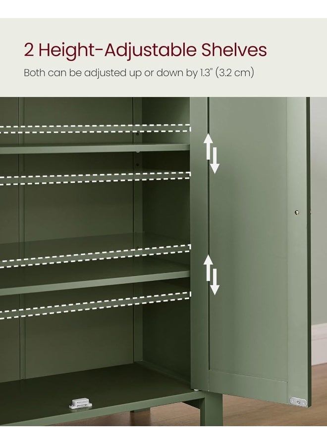 فاساجيل خزانة أرضية للحمام من VASAGLE، وحدة قائمة بذاتها مع رفوف قابلة للتعديل، أخضر غامق، 30 × 60 × 80 سم - Image 5