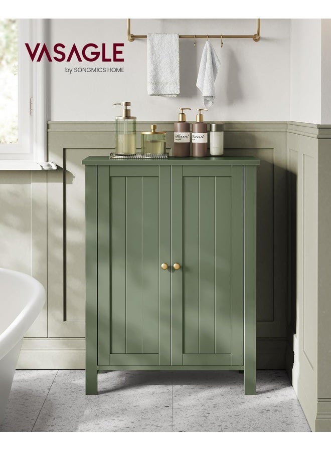 فاساجيل خزانة أرضية للحمام من VASAGLE، وحدة قائمة بذاتها مع رفوف قابلة للتعديل، أخضر غامق، 30 × 60 × 80 سم - Image 1