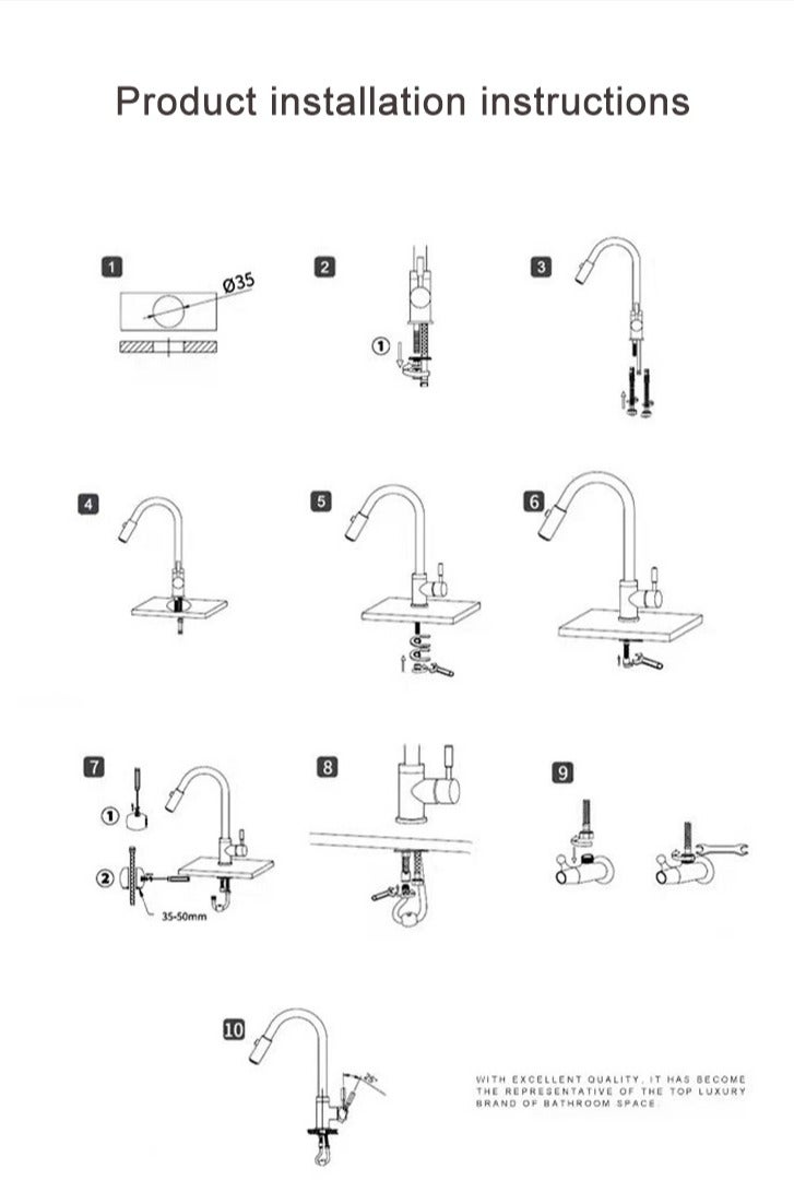 موندا صنبور المطبخ القابل للسحب الساخن والبارد ثلاثة في واحد، صنبور الشرب المباشر النقي، صنبور حوض المغسلة - Image 5