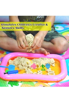 Rightsure Kids Magic Sand Art Kit, 121pcs Play Sand Art Kit, 4Lbs of Sensory Bins Kit, Magic Sand 4 Colors with Toy Shovel Tools, Portable Storage Box and Game Pad, Sandbox Sand Kit Beach Toys for Girls Boys  - Image 3