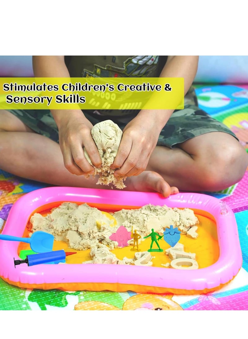 Rightsure Kids Magic Sand Art Kit, 121pcs Play Sand Art Kit, 4Lbs of Sensory Bins Kit, Magic Sand 4 Colors with Toy Shovel Tools, Portable Storage Box and Game Pad, Sandbox Sand Kit Beach Toys for Girls Boys  - Image 3