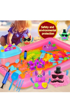 Rightsure Kids Magic Sand Art Kit, 121pcs Play Sand Art Kit, 4Lbs of Sensory Bins Kit, Magic Sand 4 Colors with Toy Shovel Tools, Portable Storage Box and Game Pad, Sandbox Sand Kit Beach Toys for Girls Boys  - Image 2