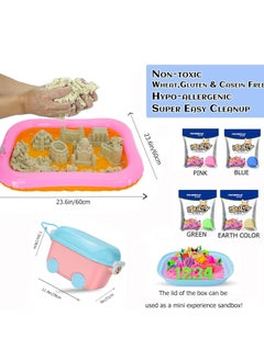 Rightsure Kids Magic Sand Art Kit, 121pcs Play Sand Art Kit, 4Lbs of Sensory Bins Kit, Magic Sand 4 Colors with Toy Shovel Tools, Portable Storage Box and Game Pad, Sandbox Sand Kit Beach Toys for Girls Boys  - Image 4