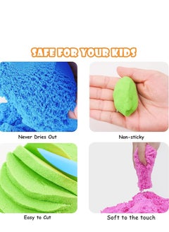 Rightsure Kids Magic Sand Art Kit, 121pcs Play Sand Art Kit, 4Lbs of Sensory Bins Kit, Magic Sand 4 Colors with Toy Shovel Tools, Portable Storage Box and Game Pad, Sandbox Sand Kit Beach Toys for Girls Boys  - Image 5