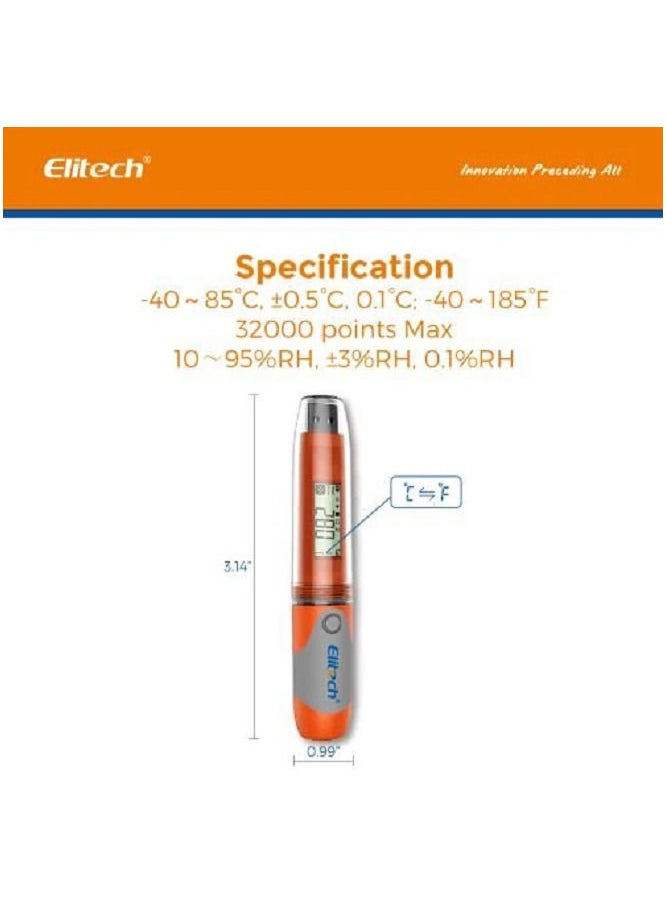 Elitech - Elitech RC-51H USB Temperature And Humidity Data Logger Pen-Styled Auto PDF 32000 Points - Image 1