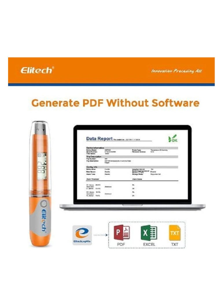 Elitech - Elitech RC-51H USB Temperature And Humidity Data Logger Pen-Styled Auto PDF 32000 Points - Image 1