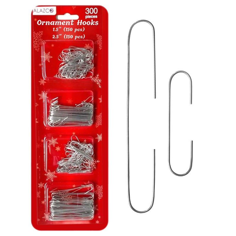 ALAZCO ALAZCO 300 Silver Christmas Holiday Ornament Hooks Hanger Sturdy Metal Wire for All The Holiday Ornaments  Decorations Hanging on Tree Garlands  Wreaths 