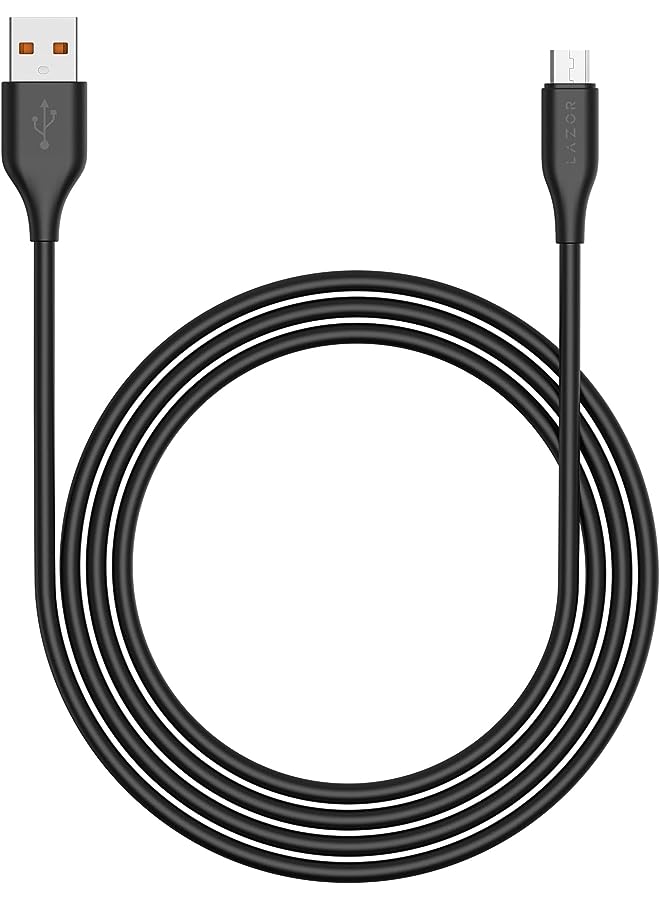 LAZOR Flux CM85 USB-A TO Micro-USB Fast Charging Cable, Premium 1 Meter,3A Fast Sync and Charge Cable,Black - Image 1