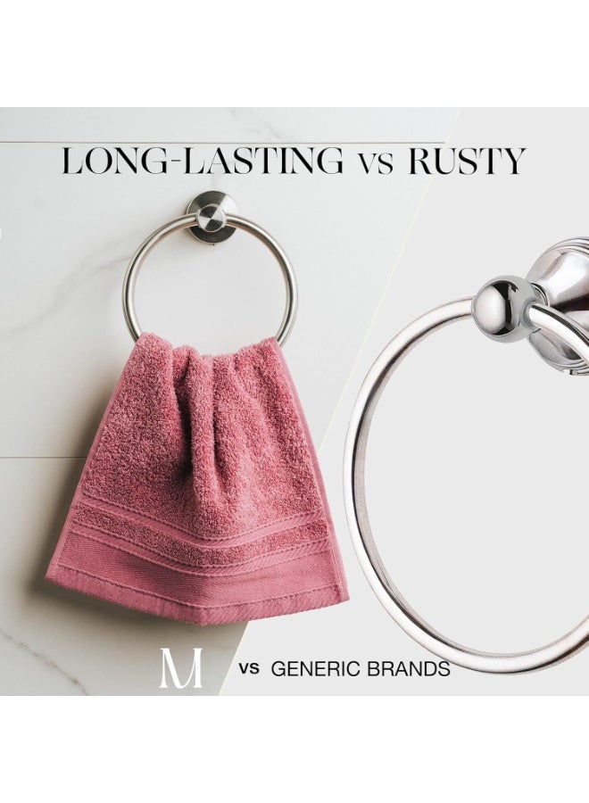 Towel Ring Brushed Stainless Steel | Hand Towel Holder for Bathroom Wall | SUS304 Stainless Steel Bathroom Towel Ring Hardware Set. - Image 3