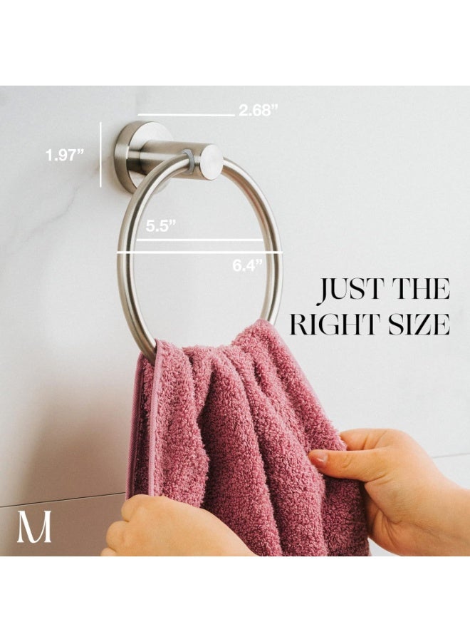 Towel Ring Brushed Stainless Steel | Hand Towel Holder for Bathroom Wall | SUS304 Stainless Steel Bathroom Towel Ring Hardware Set. - Image 5