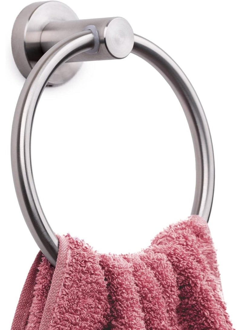 Towel Ring Brushed Stainless Steel | Hand Towel Holder for Bathroom Wall | SUS304 Stainless Steel Bathroom Towel Ring Hardware Set. - Image 1