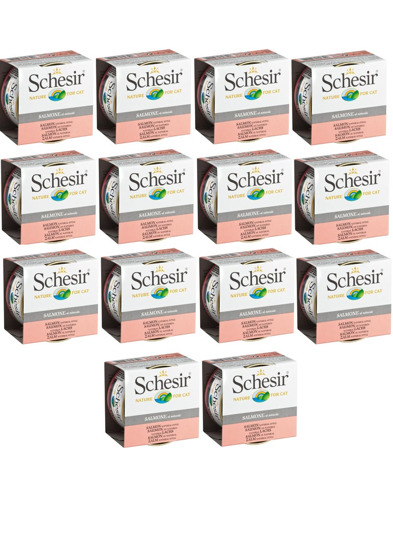 شيسر عبوة من 14 قطعة من طعام القطط الرطب بنكهة السلمون الطبيعي 14 × 85 جم