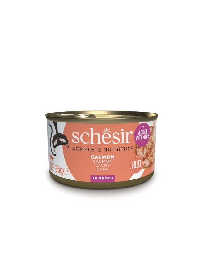 Schesir Pack of 12-Schesir Complete & Balanced Nutrition Wet Cat Food in Broth Can- Natural Salmon 85g - Image 5