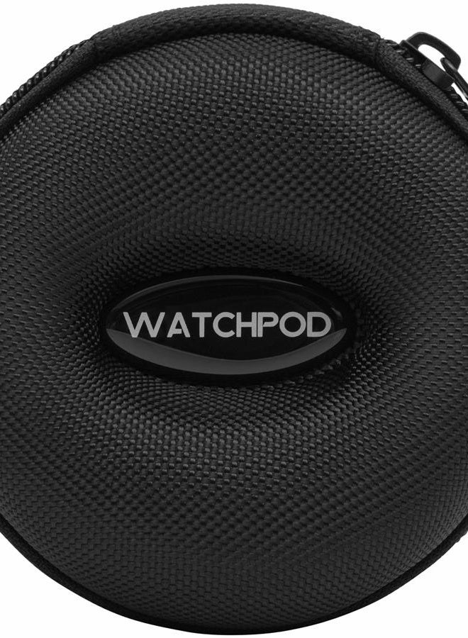 WATCHPOD Travel Watch Case | Single Watch Box w/Zipper for Storage | Cushioned Round Portable Watch Case for Travel | Fits all Wristwatches and Smart Watches up to 50mm (Black) - Image 5