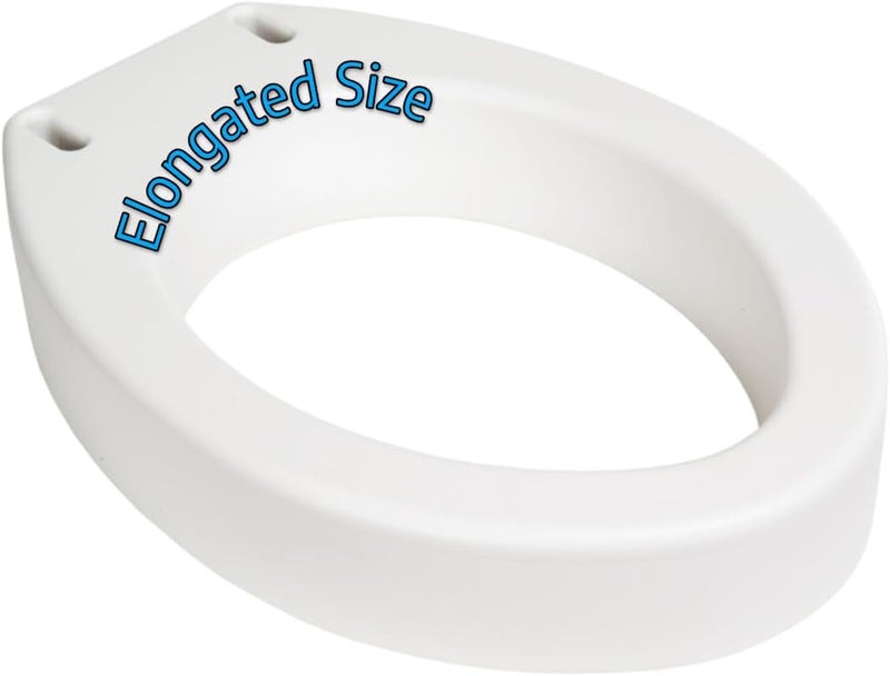 Essential Medical Supply Toilet Seat Riser for Elongated Bowl with 3.5" Rise - 19 x 14 x 3.5 Inch, Elevating and Raising Toilet Seat for Seniors, Adults and The Elderly with 300lb Weight Capacity - Image 1