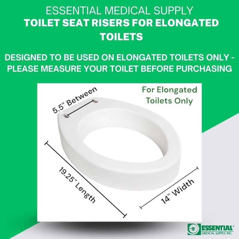 Essential Medical Supply Toilet Seat Riser for Elongated Bowl with 3.5" Rise - 19 x 14 x 3.5 Inch, Elevating and Raising Toilet Seat for Seniors, Adults and The Elderly with 300lb Weight Capacity - Image 5