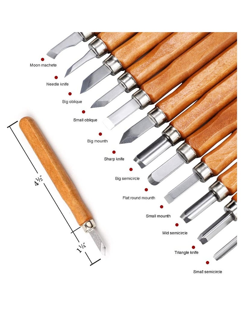 Wood Carving Tools, 12 PCS with Grindstones Precision Carving Craft Knife Hobby Knife, Art Knife Stainless Steel Blades, for Cutting Carving Scrapbooking, Stencil, DIY Project, Fruit, Vegetable - Image 2