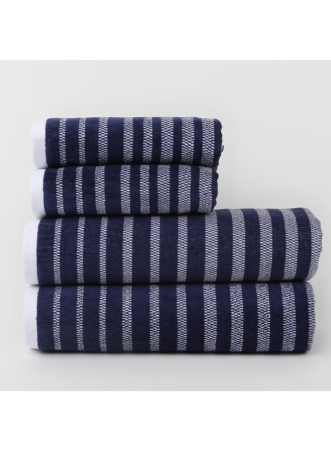 White Rose Towel 4 Piece Bathroom  Set - OASIS - 450 GSM - 100% Cotton Velour - 2 Bath  70X140 cm & 2 Hand  50x90 cm -MultiColour - Modern Stripe Design - Luxury Touch - Extra Absorbent - Image 3
