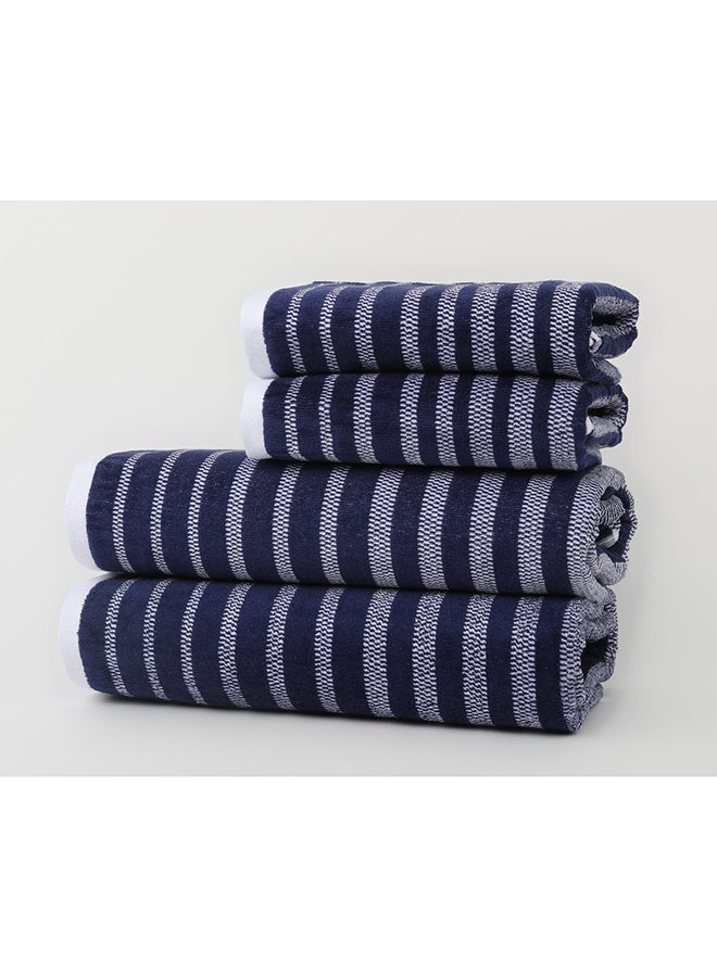 White Rose Towel 4 Piece Bathroom  Set - OASIS - 450 GSM - 100% Cotton Velour - 2 Bath  70X140 cm & 2 Hand  50x90 cm -MultiColour - Modern Stripe Design - Luxury Touch - Extra Absorbent - Image 5