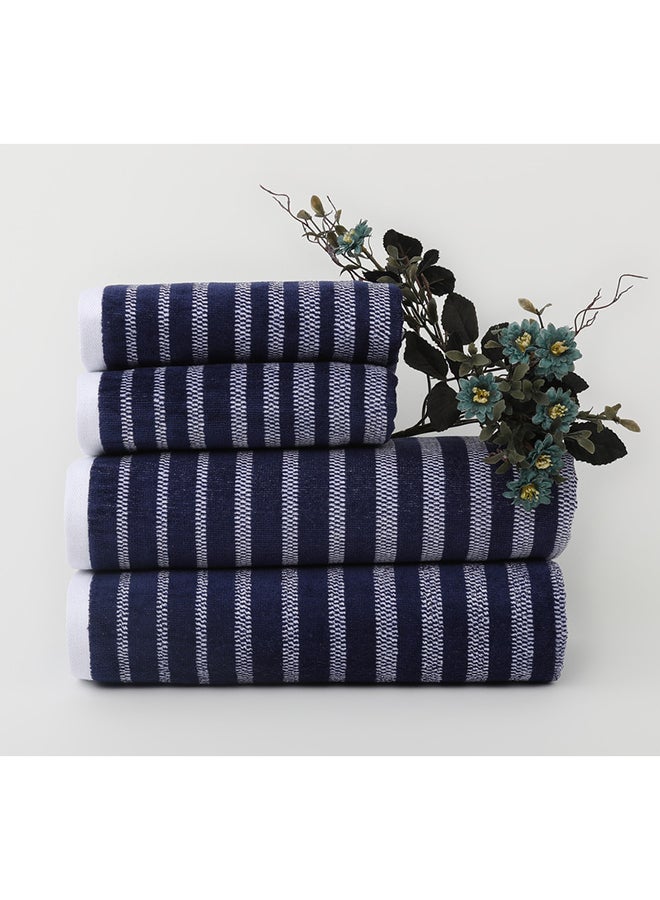 White Rose Towel 4 Piece Bathroom  Set - OASIS - 450 GSM - 100% Cotton Velour - 2 Bath  70X140 cm & 2 Hand  50x90 cm -MultiColour - Modern Stripe Design - Luxury Touch - Extra Absorbent - Image 1