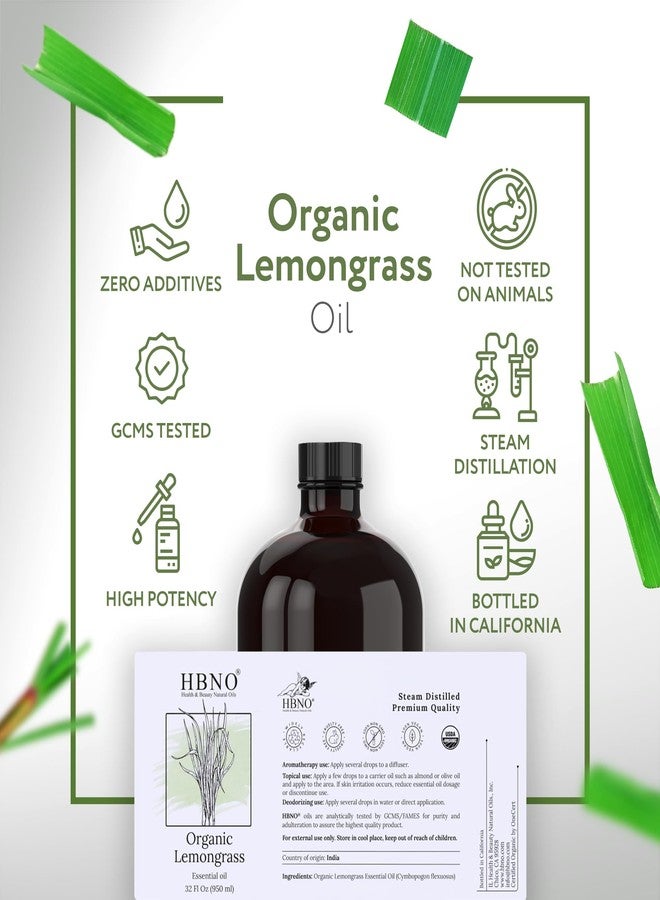 HBNO Organic Lemongrass Essential Oil - 32 oz (950ml) Large Size - Ideal for Shampoos, Conditioners, Mouth Washes, Face wash, Lotions, and Skin Care Products. - Image 4