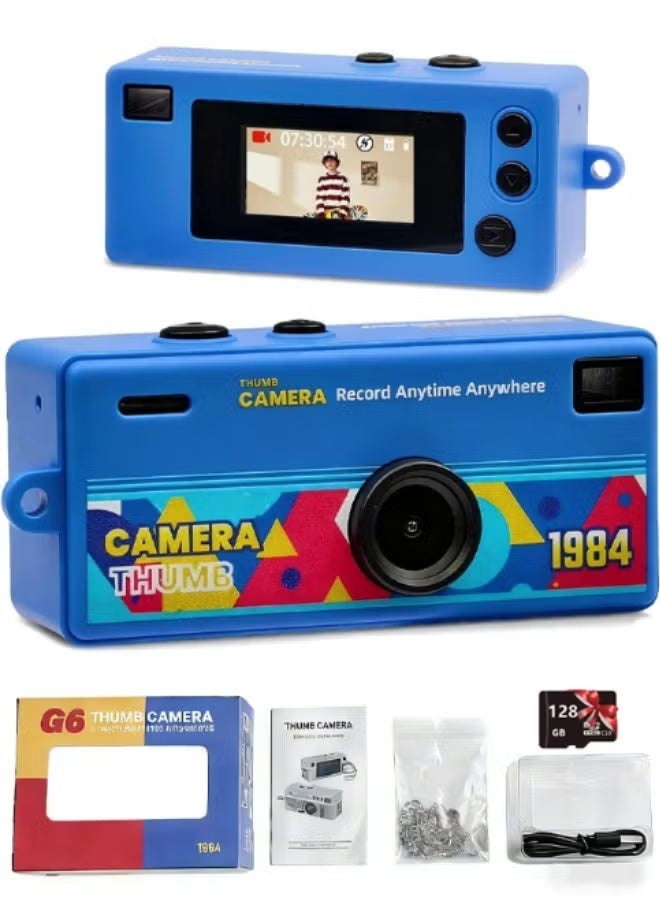 Digital Camera with 0.96 in LCD Screen 1080P 130° Wide Angle Feel of Old 90s Photographs, Keychain Size, Birthday Gifts, Part of an 8-Design Collection（128GB） - Image 1