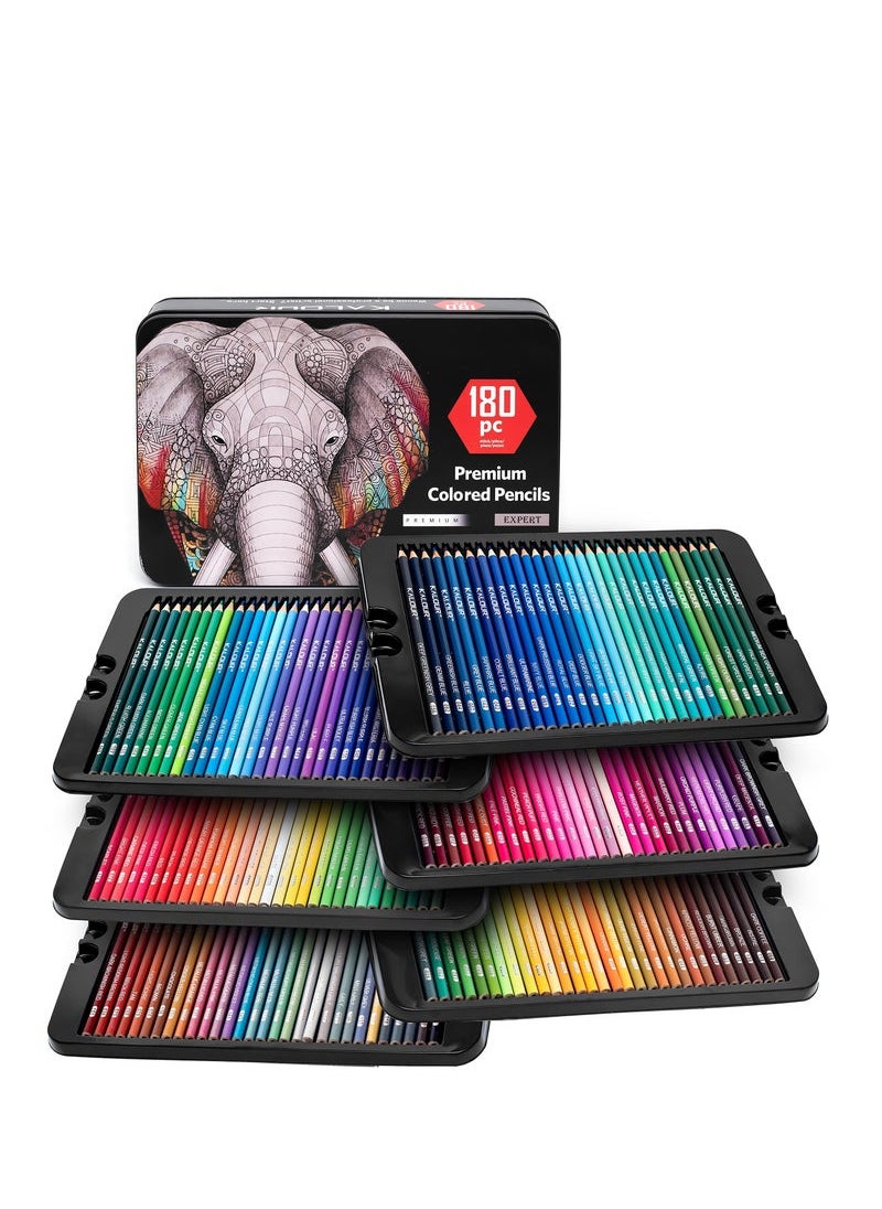 Captaintech 180 Colored Pencil Set for Adults Artists Kids- 3.3mm Rich ment Soft Core -12 Metallic Pencil - Wax-Based - Ideal for Coloring Drawing Sketching Shading Blending - Vibrant Color(Tin Case)  - Image 1