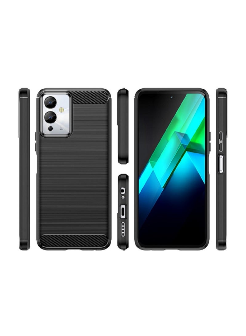 Cover Infinix Note 12i , - Protection Brushed Carbon Fiber Cover Shockproof - Anti-Scratch Case Slip-Resistant - Black  - Image 3