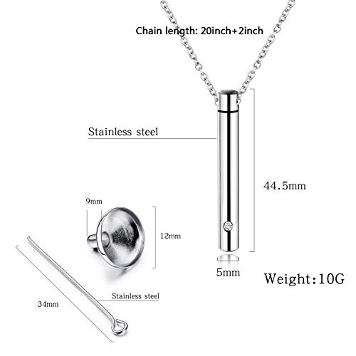 YOUFENG Urn Necklaces for Ashes Urns for Human Ashes Memorial Cremation Urn Locket Stainless Steel Keepsake Ashes Jewelry (Silver) - Image 2