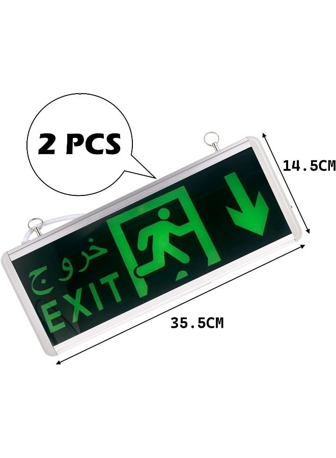 melfi Pack Of 2 Led Emergency Exit Sign Lighting Board For Entertainment Venues Supermarkets Hotels Hospitals Library Etc Down Arrow Light - Image 2
