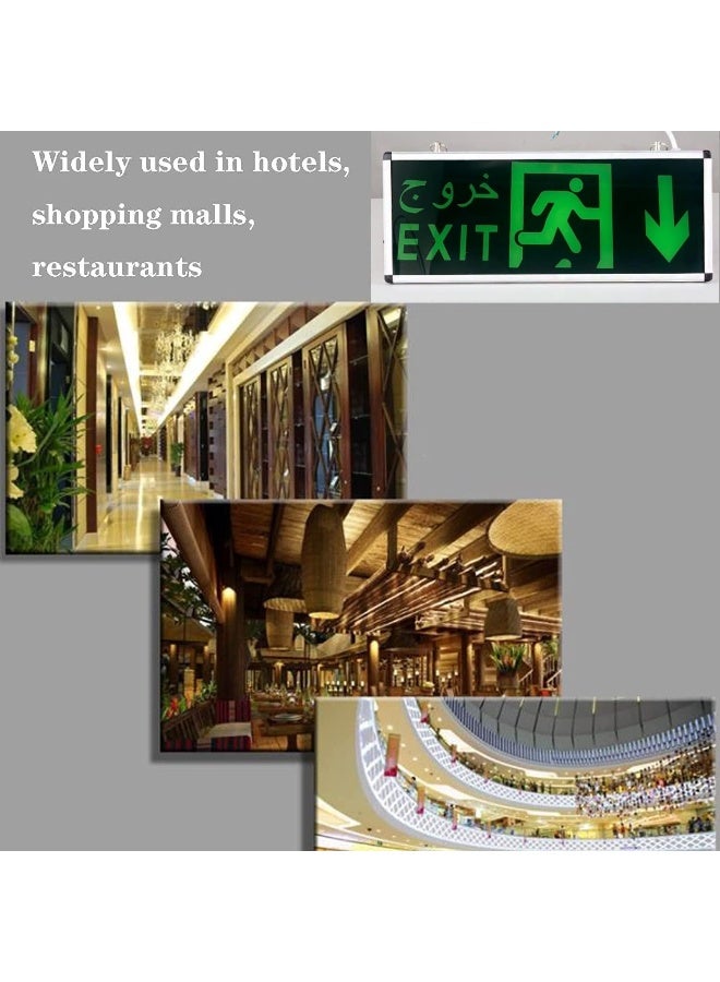 melfi Pack Of 2 Led Emergency Exit Sign Lighting Board For Entertainment Venues Supermarkets Hotels Hospitals Library Etc Down Arrow Light - Image 4