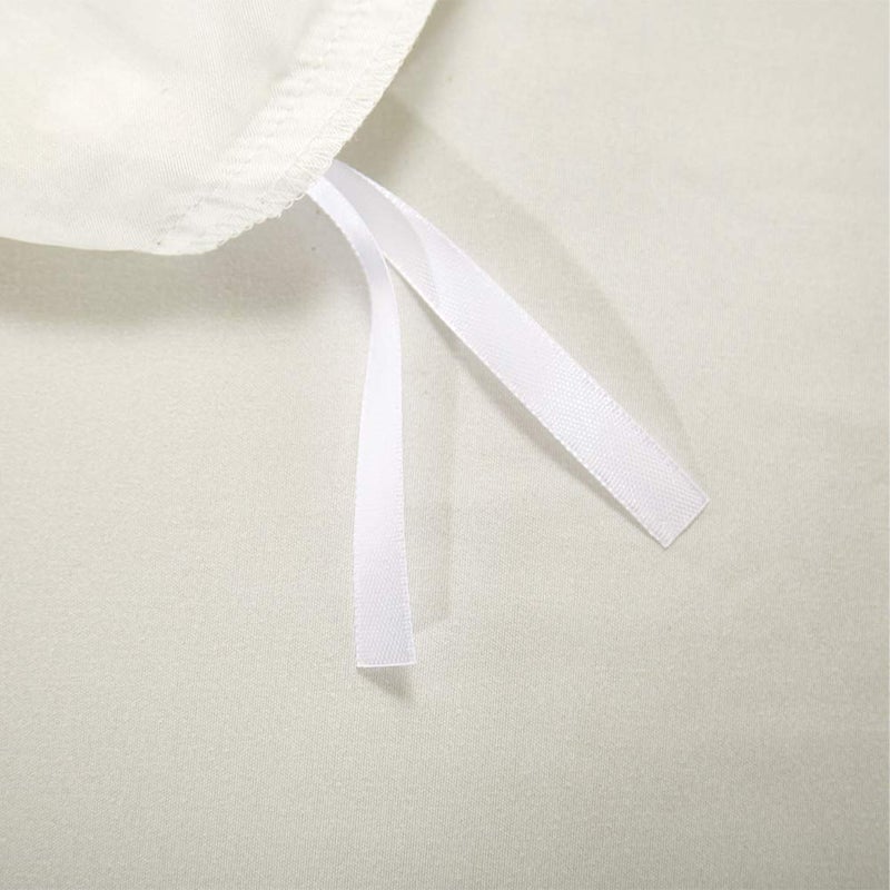 AiMay 3 Piece Satin Duvet Cover Set Bedding Sets Queen Off White 1800 Series Luxury Rich Silk Silky Super Soft Solid Color Reversible Honeymoon Wrinkle Free (Queen, Off White) - Image 5