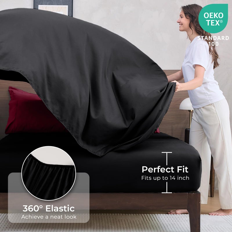 HEVUMYI Red & Black Queen Comforter Set - 7-Piece All Season Burgundy Bed in a Bag Queen, Ultra Soft Bedding Set with Comforter, Flat Sheet, Fitted Sheet, Pillowcases, Pillow Shams, Burgundy - Image 5
