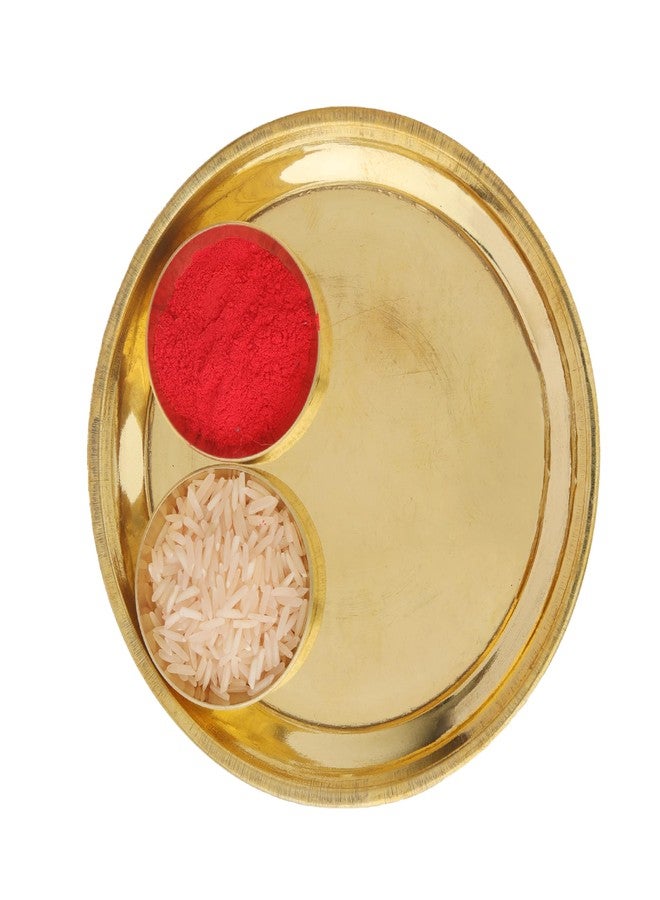 Aditri Creation Decorative Brass Thali Plate Brass Thali Prasad Plate with 2 Katori Bowl Patra for Pooja Pooja Utensils Indian Traditional Festival New year Decor Pooja Articles(Size:-5")Patra(Set of 2 Katori/Bowl) - Image 3